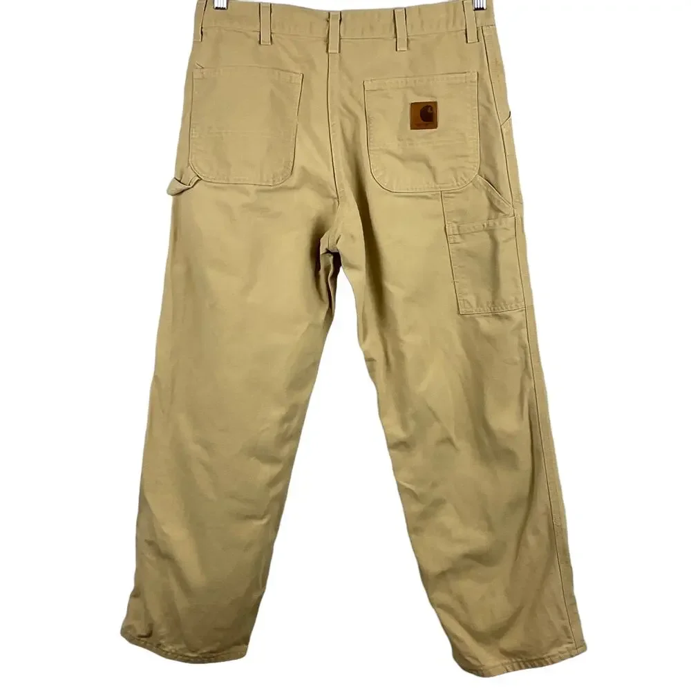 Carhartt B11 Washed Duck Work Pants Cargo Dark Khaki Tan Wet Pants size 36 x 30